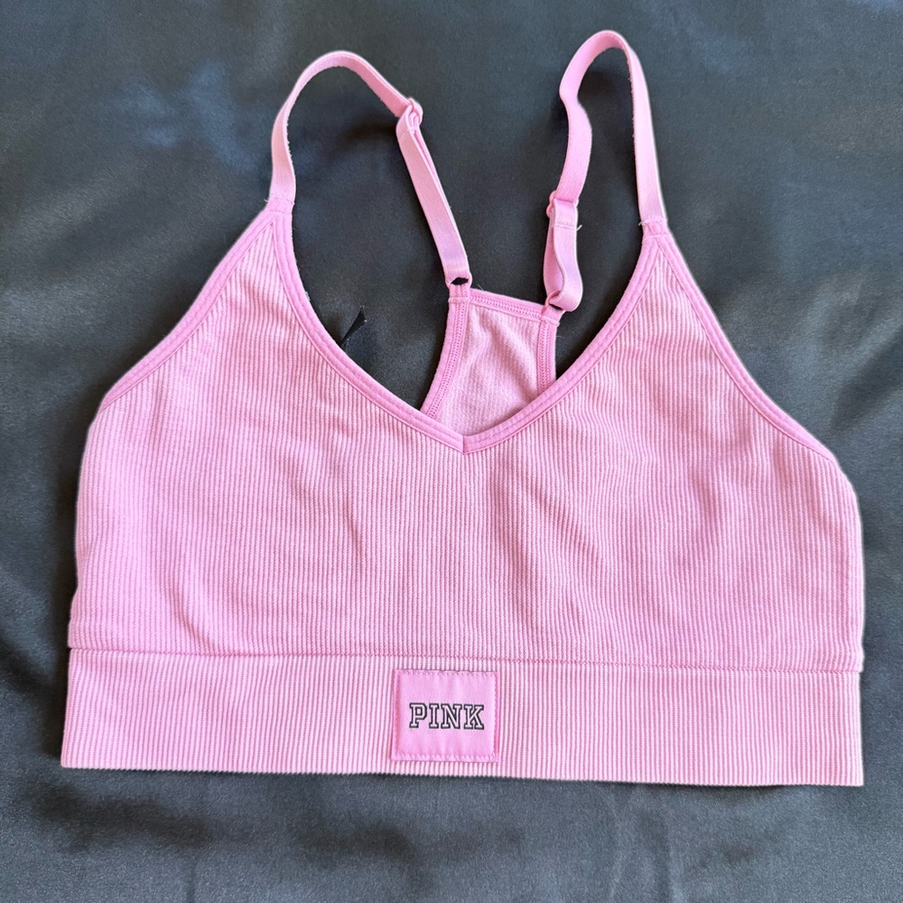 PINK Victoria's Secret Light Pink Ribbed Bralette Small